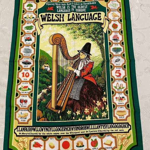 Selection Vintage Welsh Wall Hangings/Tea towels 5 Styles 18”x28” - PRICED EACH - Picture 1 of 5